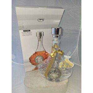 Vintage Glass Studio Silversmiths Liquor Decanter Emblem with Stopper Barware